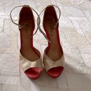 Schutz Ankle Strap Leather Platforms Sandals